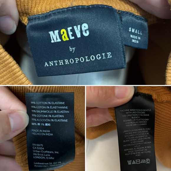 Anthropologie Maeve Ribbed Mock Neck Top Burnt Orange Rust - Picture 10 of 12
